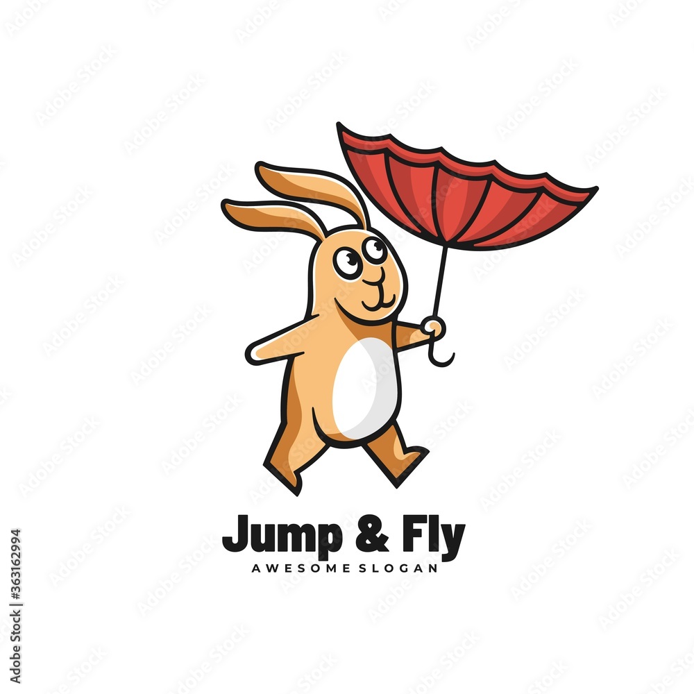 Vector Logo Illustration Jump & Fly Simple Mascot Style.