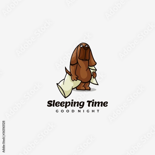 Vector Logo Illustration Sleeping Time Simple Mascot Style.