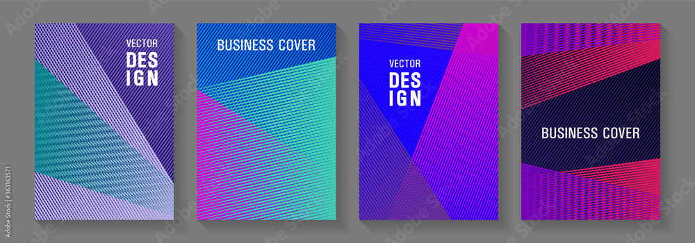 Brochure cover layouts halftone vector set.