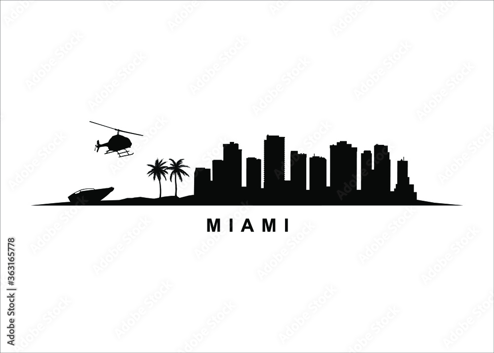 Miami Florida Skyline Landscape City Skyscrappers USA