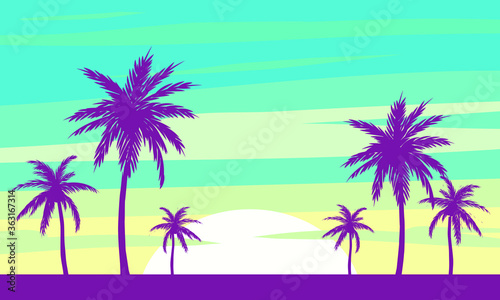 Palm trees on the beach | Los Angeles California Vector Graphic