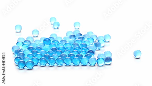 Blue translucent rubber balls isolated on white background