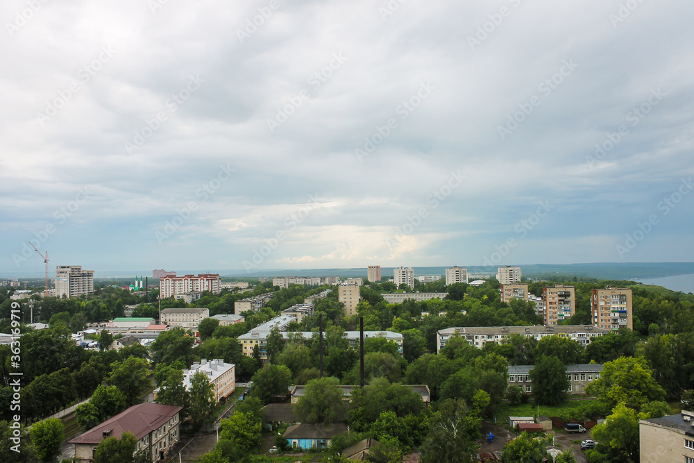 View from the height of the 16th floor on the city of Ulyanovsk Russia