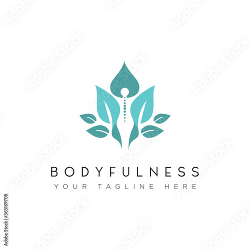 bodyfulness logo, negative space women on leaves vector