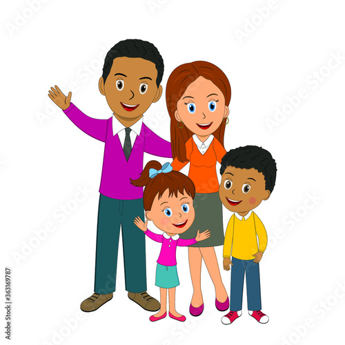  Family on the white background, illustration, vector