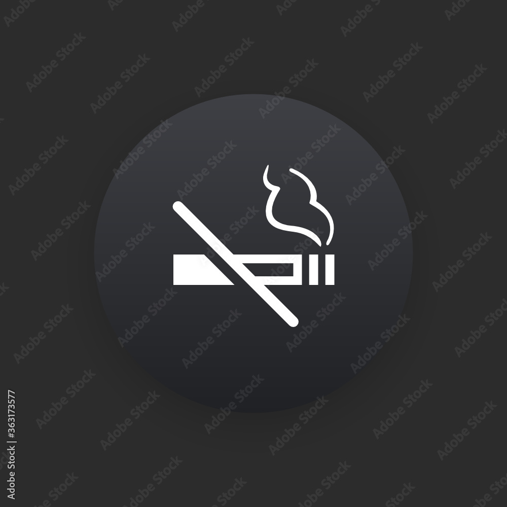 No Smoking - Matte Black Web Button No Smoking - Matte Black Web Button