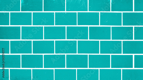 Abstract colorful aquamarine turquoise (trendcolor) seamless brick stone tiles wall texture background