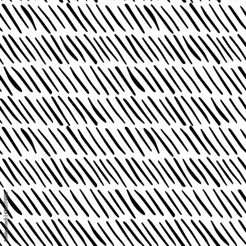 Striped seamless pattern with hand drawn lines or brushstroke. Black and white print paper