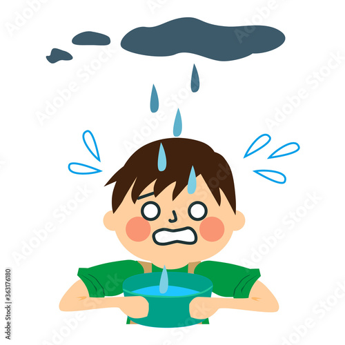 雨漏りに困る男性