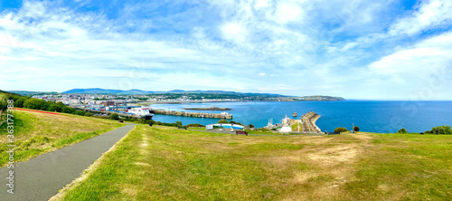 Panorama of the Douglas Bay and ferry terminal Isle of Man British Isles