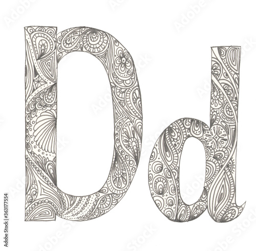 letter D uppercase and lowercase doodles