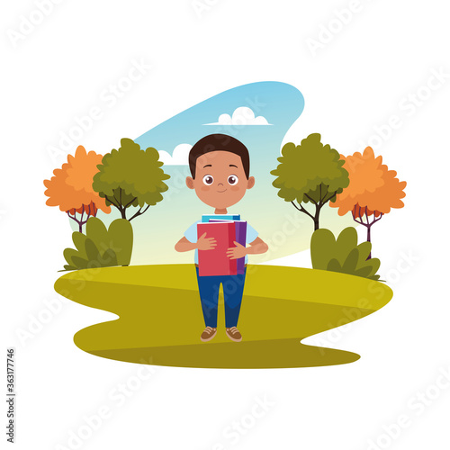 little student boy with uniform character
