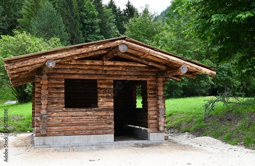 Wooden hut in the forest of Germany.