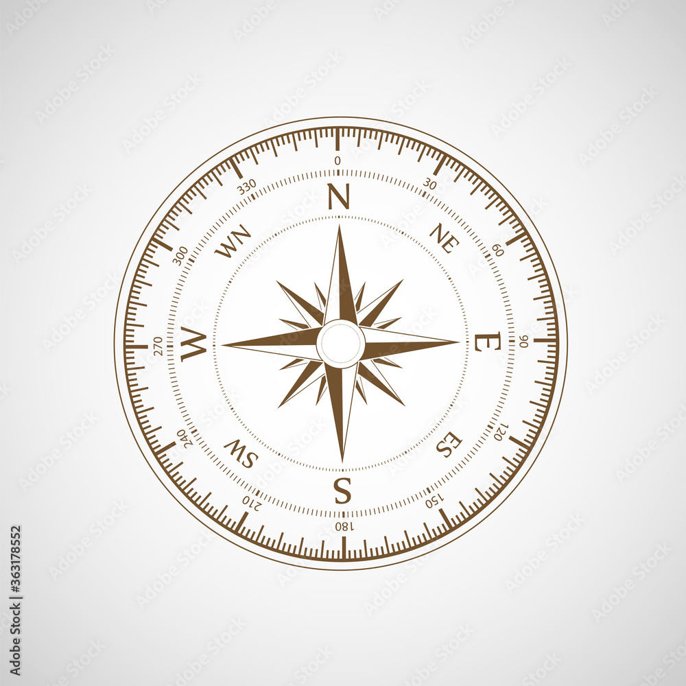 Compass wind rose. Retro template. Vector illustration.