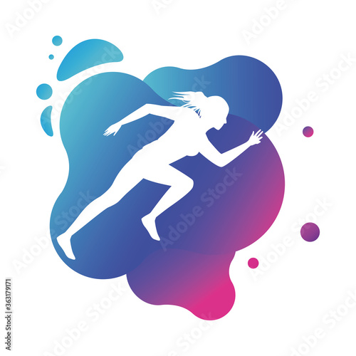 silhouette of athletic woman running