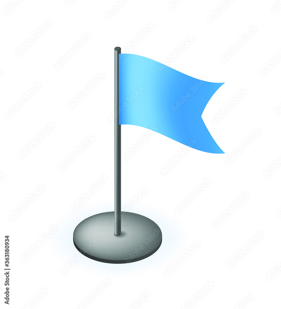 Realistic Cute Small Flag Icon on White Background . Isolated Vector Illustration Realistic Cute Small Flag Icon on White Background . Isolated Vector Illustration