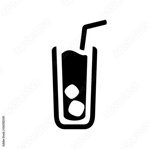 Cocktail highball glass icon ice straw vector illustration