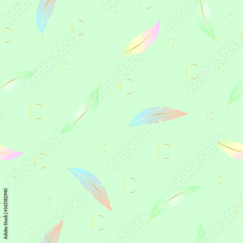 Seamless pastel pattern with feathers