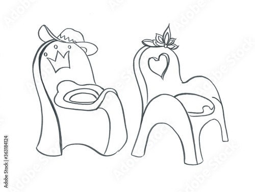 gender reveal party elements: baby pots for boy and girl