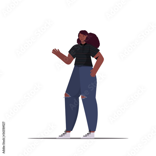 cute woman in casual trendy clothes female cartoon character standing pose full length isolated vector illustration