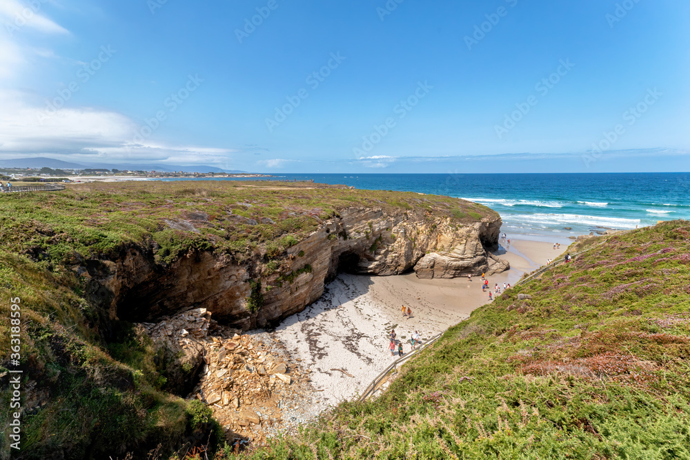 Cathedrals beach. Beautiful beach in Ribadeo. Tourism in Galicia. The most beautiful spots in Spain. Cathedrals beach. Beautiful beach in Ribadeo. Tourism in Galicia. The most beautiful spots in Spain.