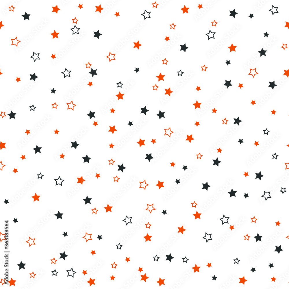Seamless star pattern is orange and black. Halloween pattern.