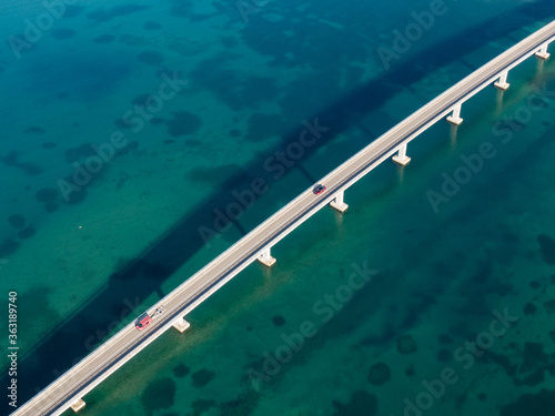 Aerial view of bridge to island Vir