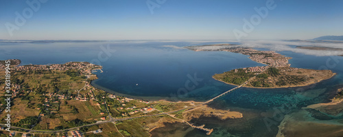 Aerial view of bridge to island Vir