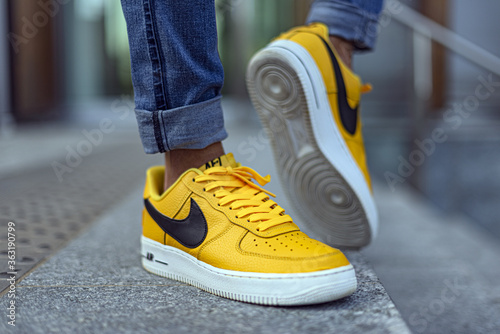 Nike Air Force One LV '07 Yellow Stock Photo | Adobe Stock