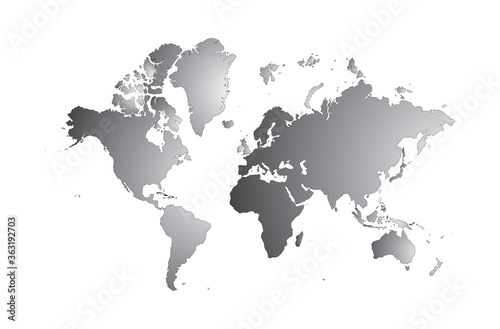 Blank Grey World map isolated on white background. popular World map Vector globe template for website, design, cover, annual reports, infographics. Flat Earth Graph World map illustration