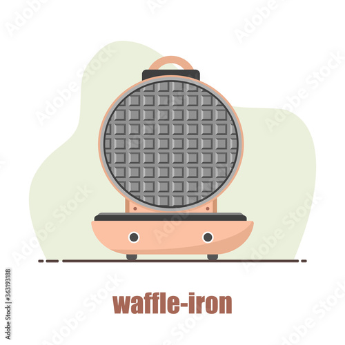 Waffle-iron. Waffle maker isolated on white. Cooking breakfast. Modern vector illustration in flat cartoon style.