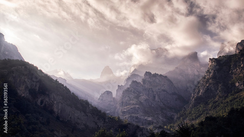 Landscape of mountains with dramatic clouds © inakimt