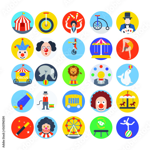 Circus Colored Vector Icons 1  