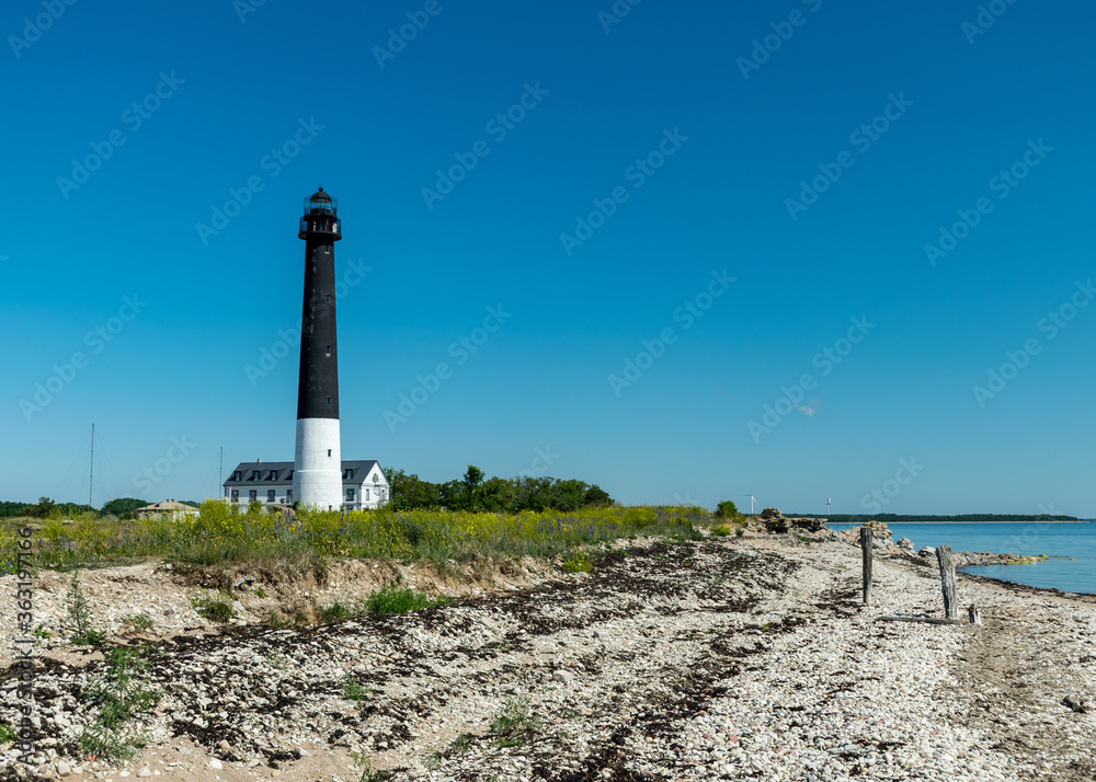 Obraz premium Sightseeing of Saaremaa island in sunny clear day . Sorve lighthouse, Saaremaa island, Estonia