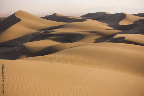 Beautiful landscape in the desert dunes of Dasht-e-Kavir in Iran