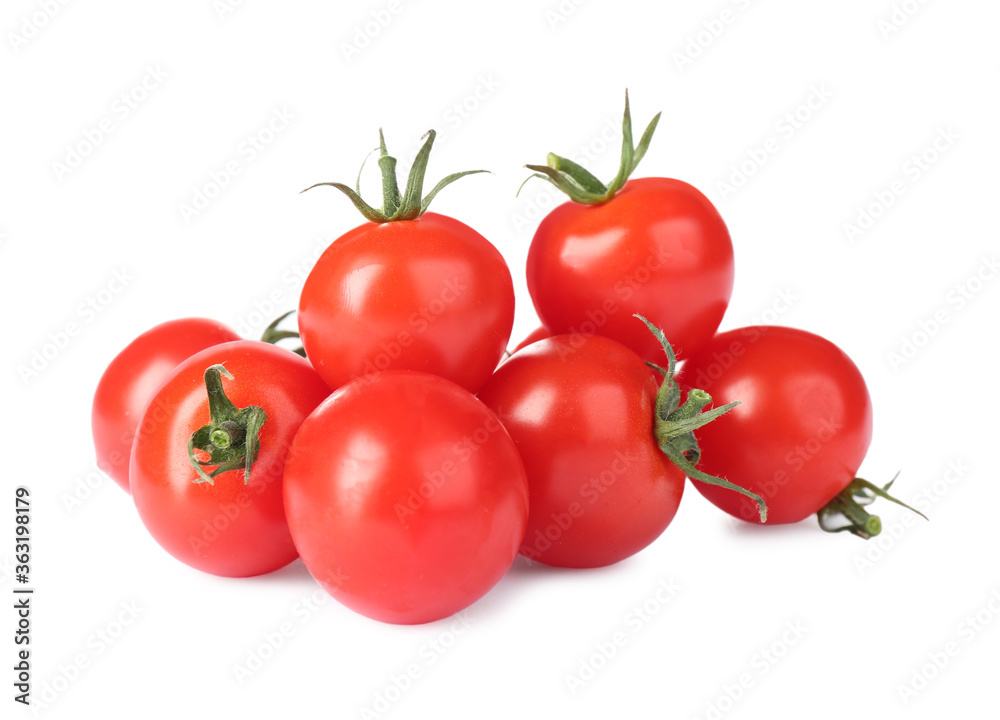 Tasty fresh raw tomatoes isolated on white Tasty fresh raw tomatoes isolated on white