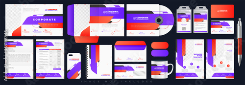 Corporate identity set branding template design kit. editable brand identity with abstract background color for Business Company and Finance Vector