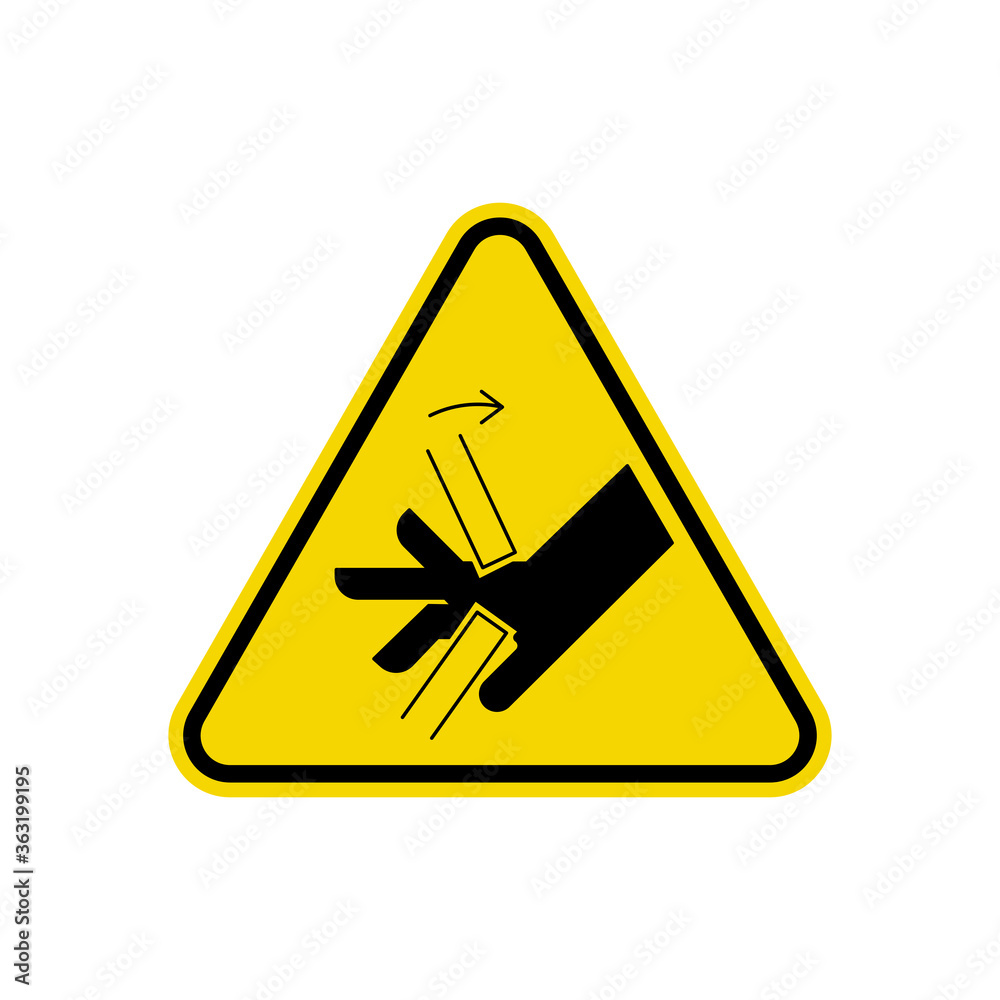 Hand Crush Pinch Point Sign Isolated On White Background. ISO Triangle Warning Symbol Simple, Flat Vector, Icon You Can Use Your Website Design, Mobile App Or Industrial Design. Vector Illustration Hand Crush Pinch Point Sign Isolated On White Background. ISO Triangle Warning Symbol Simple, Flat Vector, Icon You Can Use Your Website Design, Mobile App Or Industrial Design. Vector Illustration