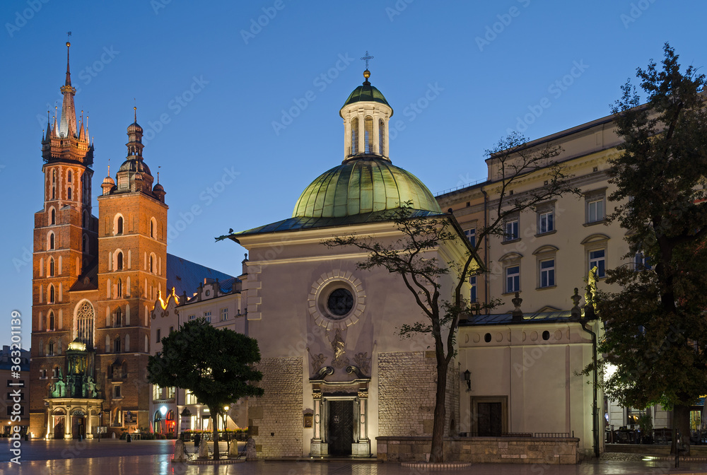 St Mary's Basilica and Church of St. Wojciech in Krakow, Poland