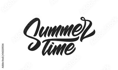 Vector Brush type lettering of Summer Time isolated on white background.