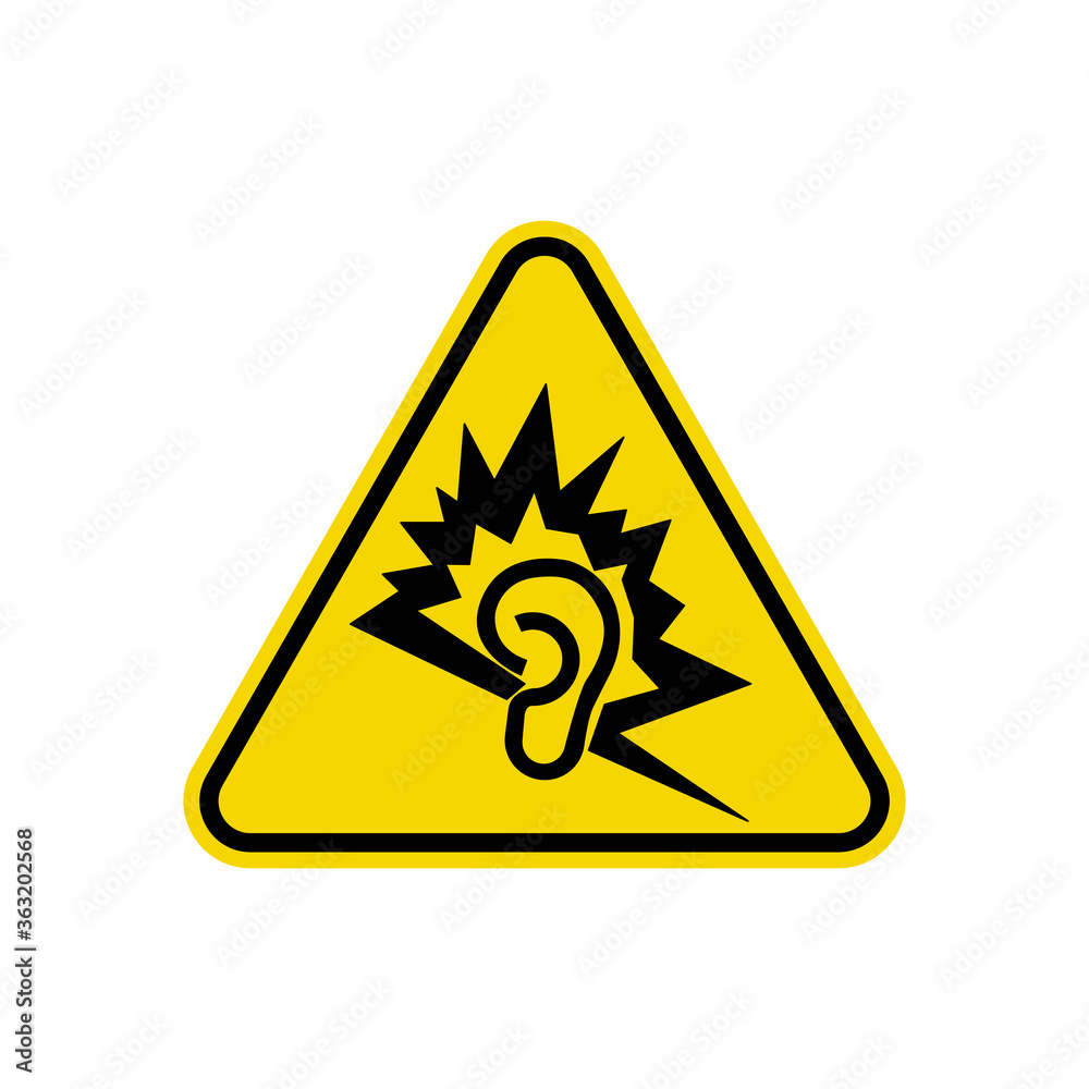Loud Noise Sign. Yellow Triangle Warning Symbol Simple, Flat Vector, Icon You Can Use Your Website Design, Mobile App Or Industrial Design. Vector Illustration Loud Noise Sign. Yellow Triangle Warning Symbol Simple, Flat Vector, Icon You Can Use Your Website Design, Mobile App Or Industrial Design. Vector Illustration