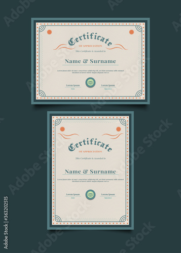 Vintage Certificate Template with Abstract Ornamental Frame