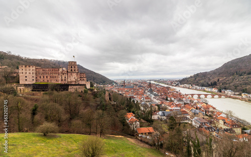 Wallpaper Mural Panorama with Heidelberg Castle, ger. Schloss Heidelberg, and Skyline of the Town Heidelberg, Baden-Wuerttemberg, Germany. Europe Torontodigital.ca