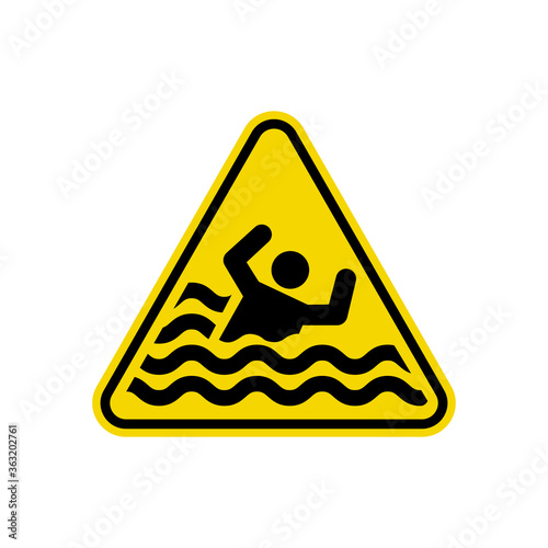 Swimming Caution Sign. Yellow Triangle Warning Symbol Simple, Flat Vector, Icon You Can Use Your Website Design, Mobile App Or Industrial Design. Vector Illustration