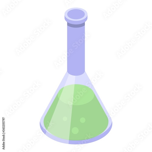 Chemical green flask icon. Isometric of chemical green flask vector icon for web design isolated on white background