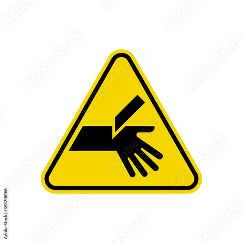 Cutting  Hand Warning Triangle Sign. Caution Symbol Simple, Flat Vector, Icon You Can Use Your Website Design, Mobile App Or Industrial Design
