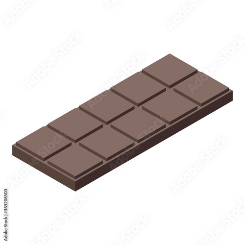 Chocolate bar icon. Isometric of chocolate bar vector icon for web design isolated on white background
