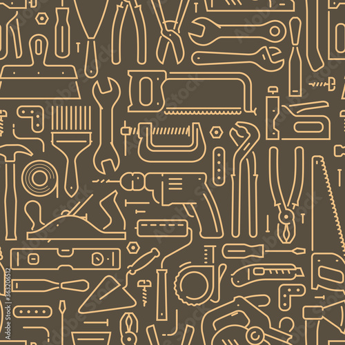 Tools seamless background. Construction, repair pattern vector illustration