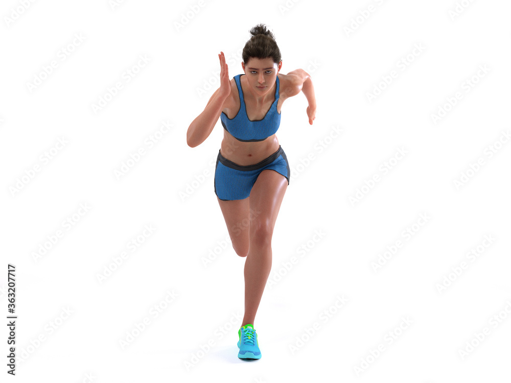 3D Rendering : a running woman illustration 3D Rendering : a running woman illustration