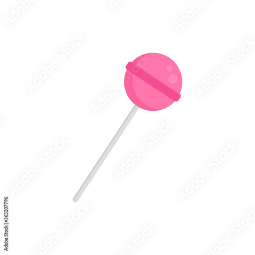 Flat icon pink lollipop isolated on white background. Vector illustration.